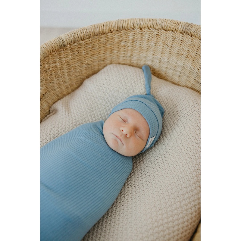 Copper Pearl | Rib Knit Swaddle Blanket Atlantic