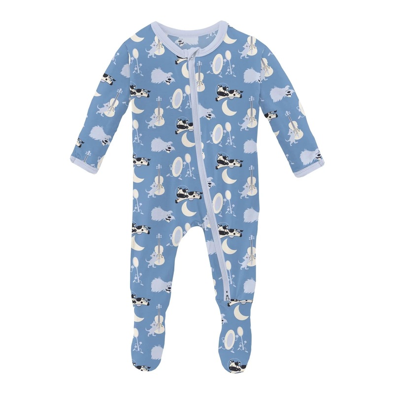 Kickee Pants | Zippered Footie NB Blue ‘Hey Diddle Diddle’