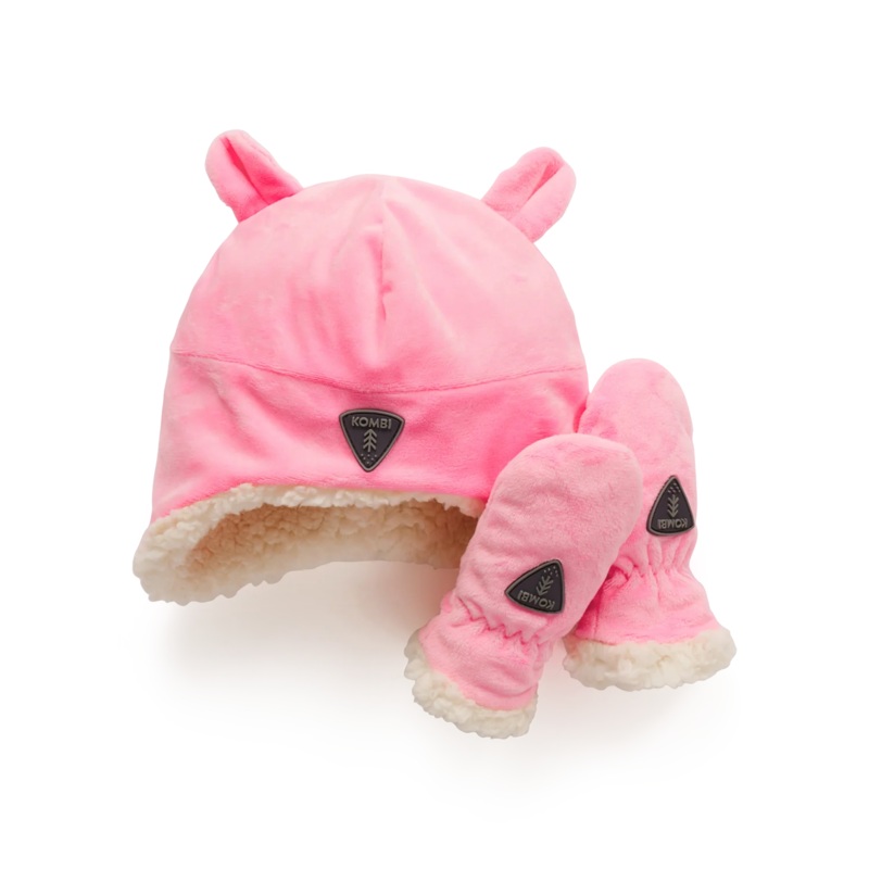 Kombi | Sherpa Toque and Mittens Fleece Infant Set 0-3m Cotton Candy