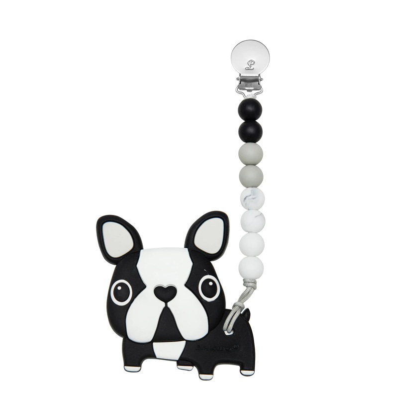 Loulou Lollipop | Silicone Teether with Clip Boston Terrier