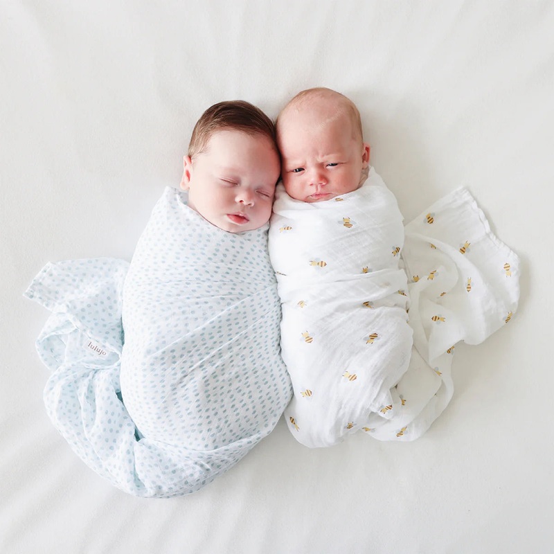 Lulujo | Cotton Swaddle 2-Pack 2pk Bees & Dots