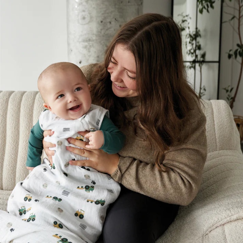 Perlimpinpin | 0.7 TOG | Cotton Muslin Sleep Bag 0-6m Brachiosaurus