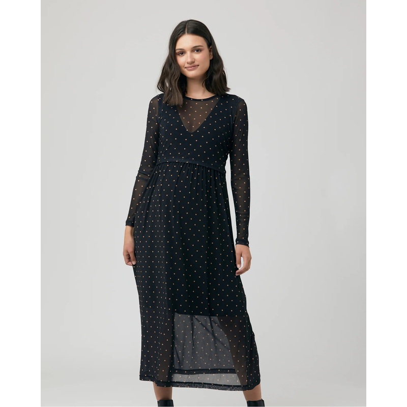 Ripe Maternity | Dot Nursing Dress XS Black