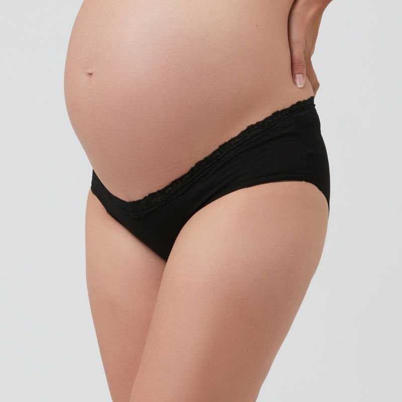 Ripe Maternity | Organic Cotton Lacey Briefs S Black