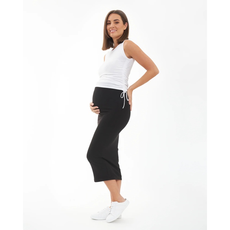 Ripe Maternity | Ribbed Knit Pencil Skirt XS Black
