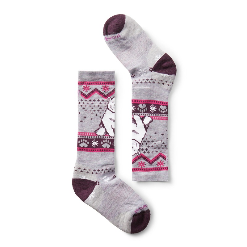Smartwool | Kids’ Wintersport Full Cushion Polar Bear Pattern OTC Socks XS Purple Eclipse