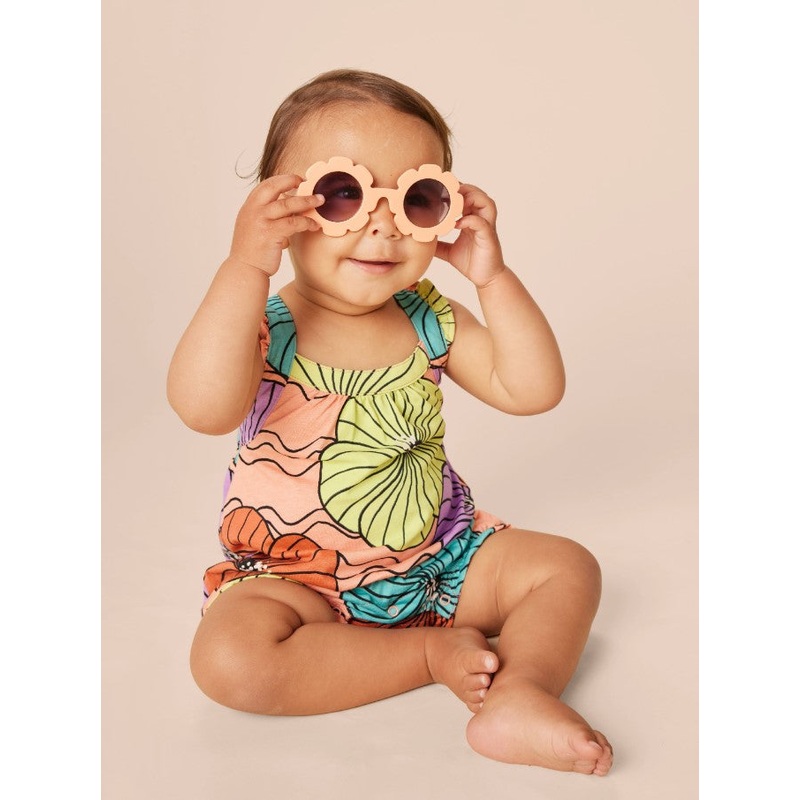 Tea Collection | Hibiscus Cross-Back Baby Romper 0-3m Hibiscus