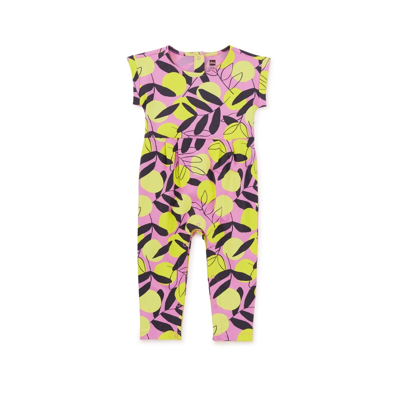 Tea Collection | Mediterranean Citrus Cuff Sleeve Baby Romper 0-3m Mediterranean Citrus