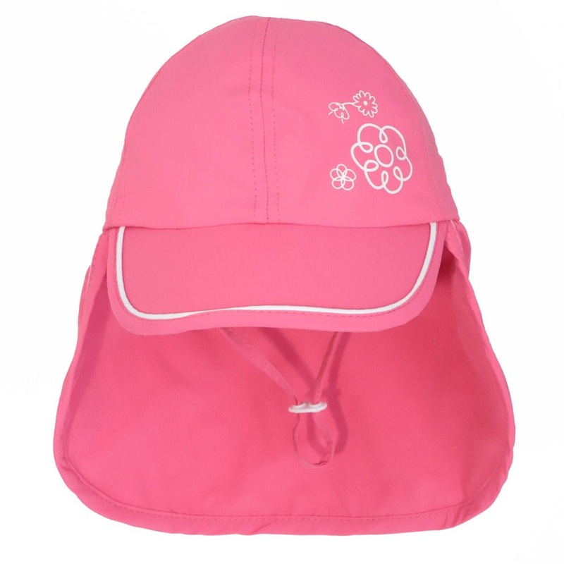 Calikids | Pink Beach Hat with Flap 6-12m Hot Pink