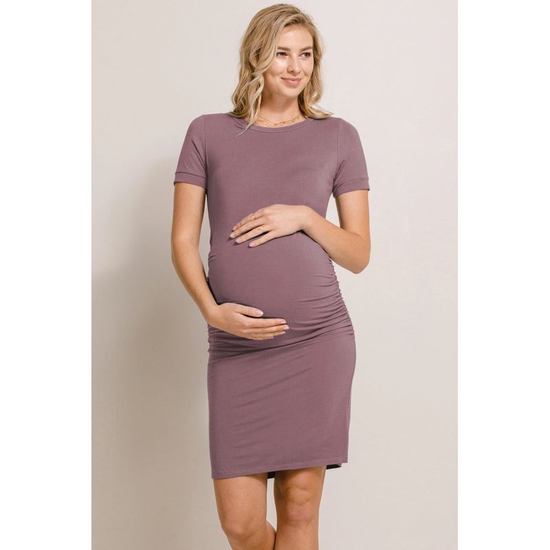 Hello Miz | Heavy Modal Basic Maternity Dress S Mauve