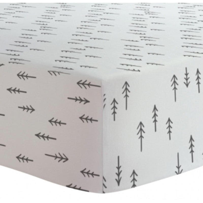 Kushies | Organic Jersey Crib Sheet Black Trees