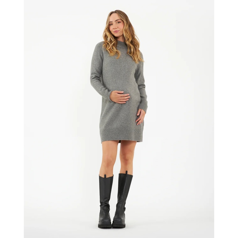 Ripe Maternity | Brook Knit Sweater Dress XS Grey Marle