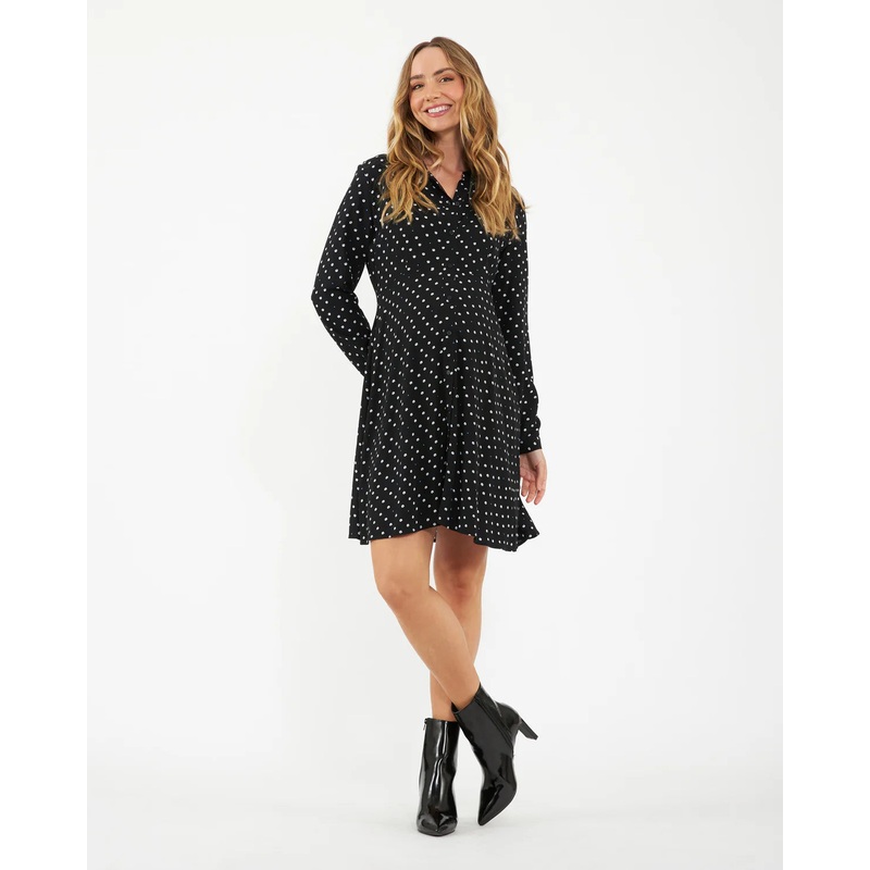 Ripe Maternity | Fifi Shirt Dress XS Black