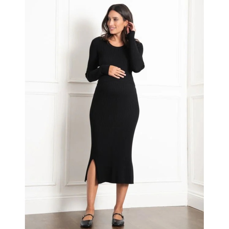Seraphine | Amaya Long-Sleeve Layered Maternity & Nursing Dress 4 Black
