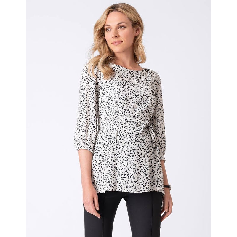 Seraphine | Winnie Belted Maternity Blouse 4 Ecru & Black