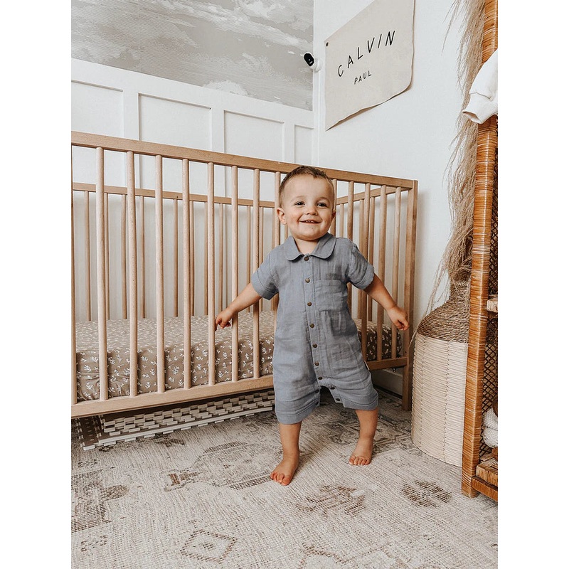 L’oved Baby | Organic Muslin Short Sleeve Coverall 0-3m Blueberry