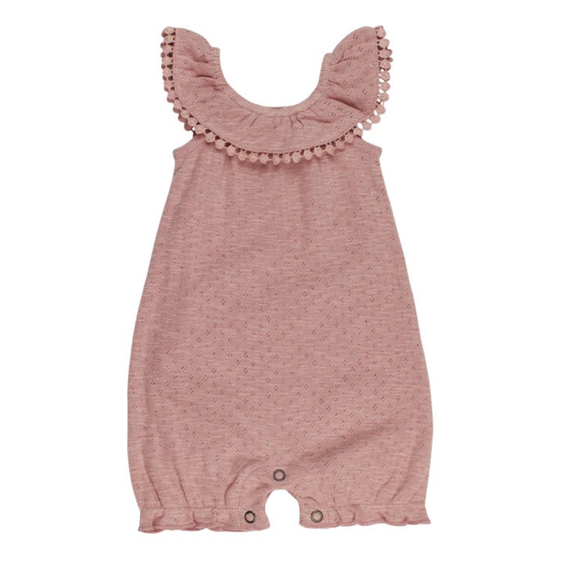 L’oved Baby | Organic Pointelle Bubble Romper 0-3m Taffy