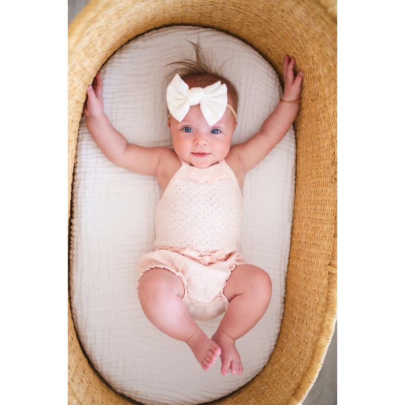 L’oved Baby | Organic Pointelle Ruffle Bloomer 0-3m Cotton Candy