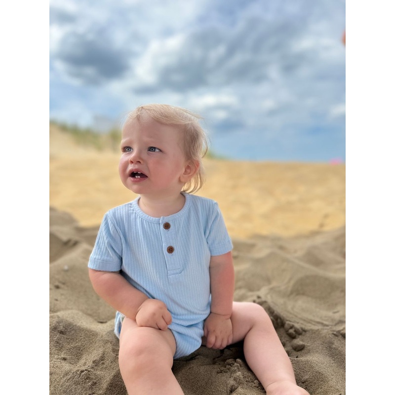 Me & Henry | Blue Rib Jibe Onesie 0-3m Blue Rib