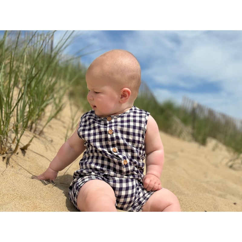 Me & Henry | Navy Plaid Cabin Playsuit 0-3m Navy Plaid