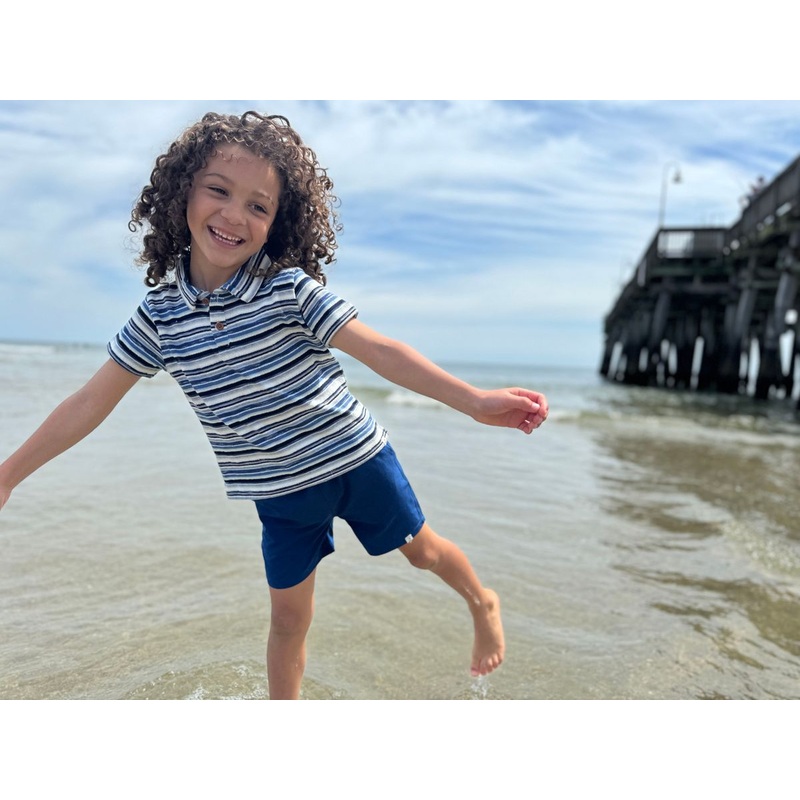 Me & Henry | Navy Stripe Admiral Polo Top 2-3y Navy Stripe