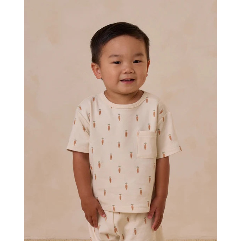Quincy Mae | Boxy Pocket Tee + Short Set 6-12m Carrots