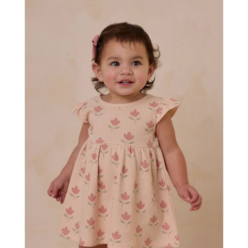 Quincy Mae | Flutter Sleeve Dress 0-3m Tulips