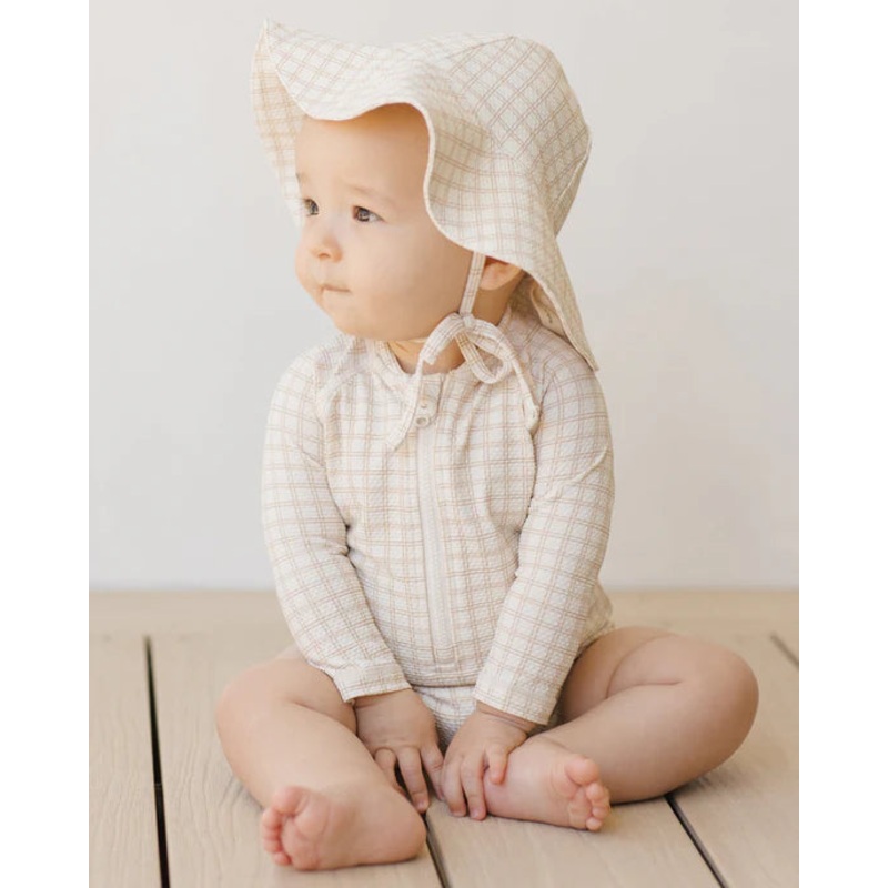 Quincy Mae | Long Sleeve One-Piece Rashguard 3-6m Oat Check