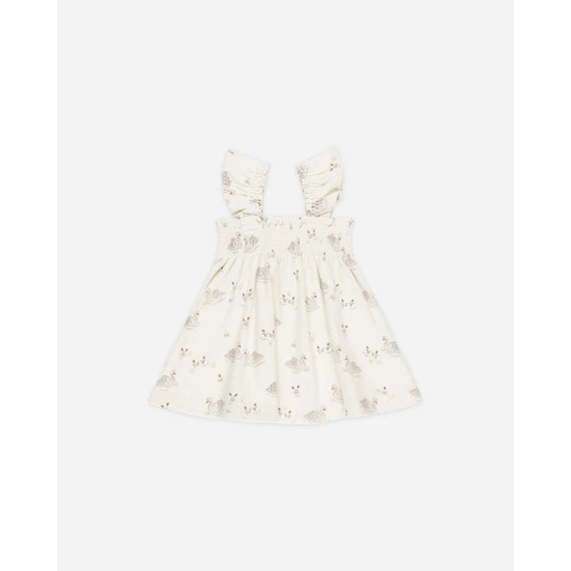 Quincy Mae | Smocked Jersey Dress 0-3m Swans