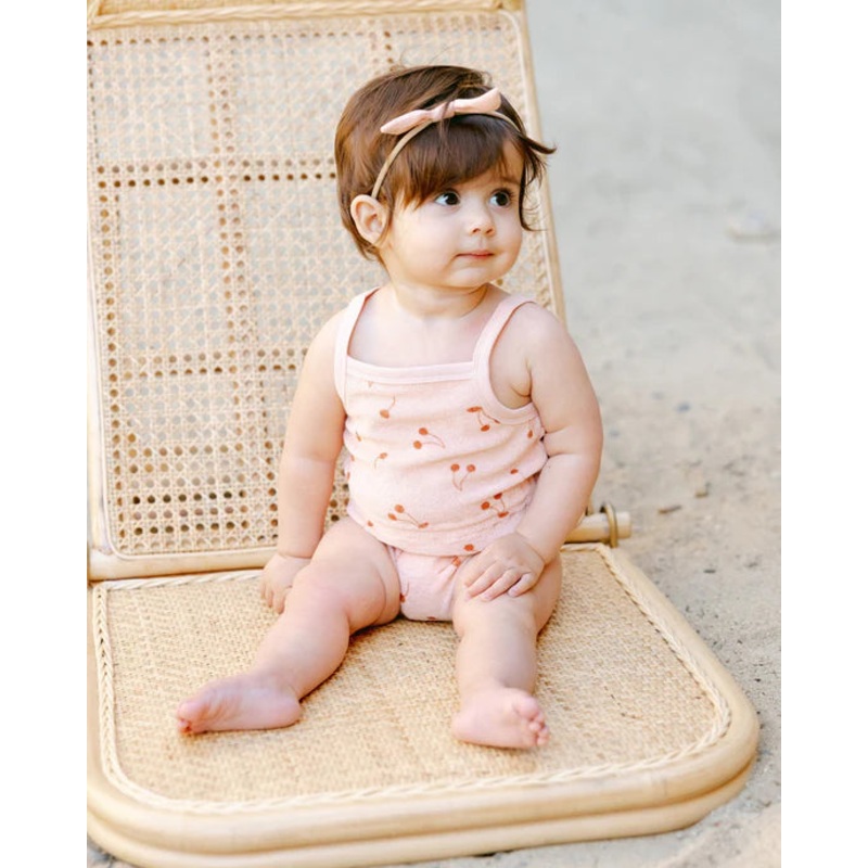 Quincy Mae | Terry Cinch Romper 0-3m Cherries