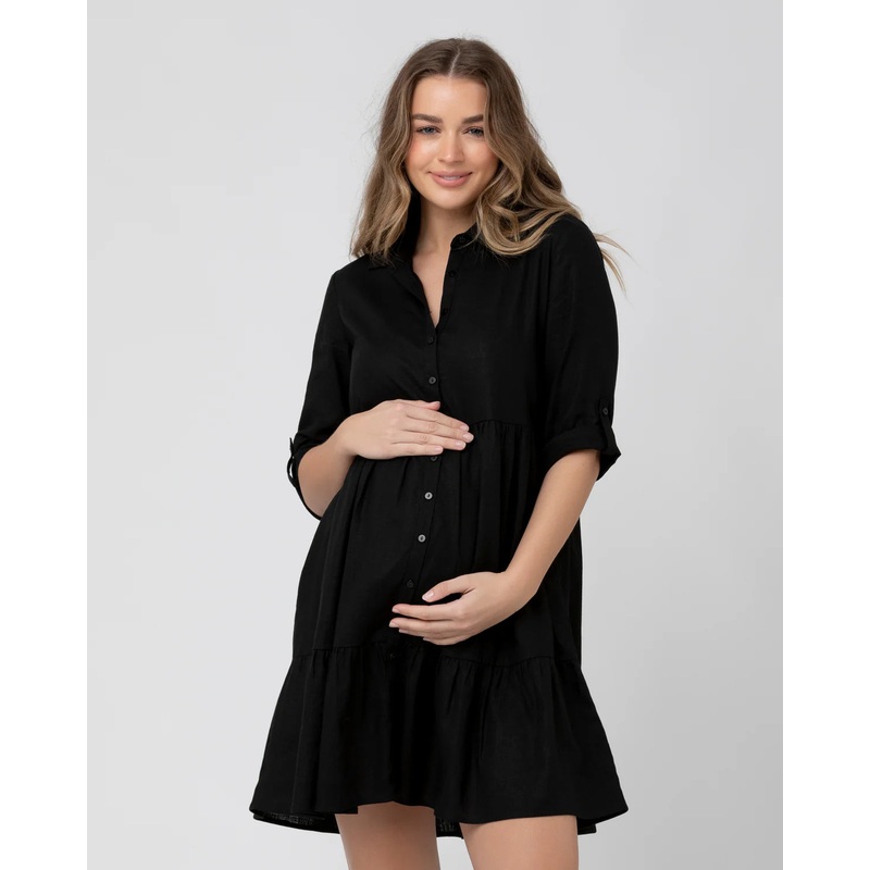 Ripe Maternity | Adel Linen Dress S Black