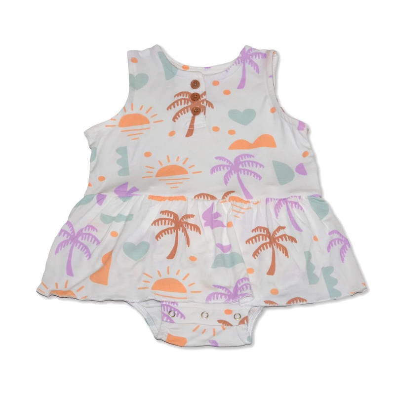 Silkberry Baby | Bamboo Skirt Bodysuit 0-3m Boho Surf