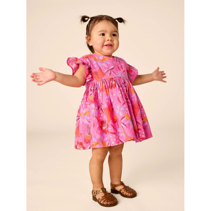 Tea Collection | Ruffle Sleeve Baby Dress Set 3-6m Brazilian Painted Floral