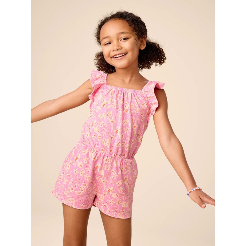 Tea Collection | Ruffle Strap Romper 2 Orchid Abundance