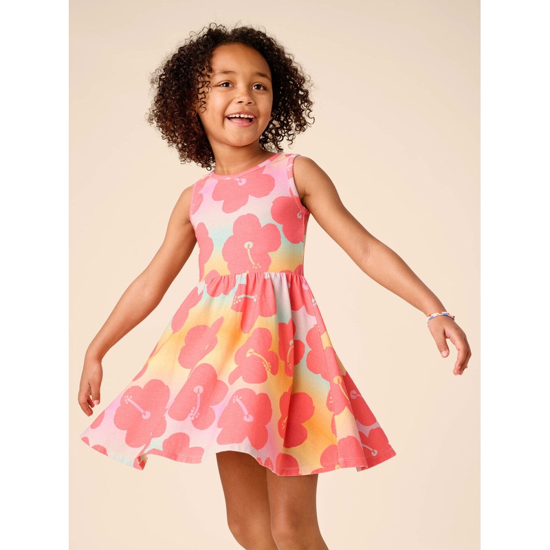Tea Collection | Sleeveless Ballet Dress 3-6m Rainbow Hibiscus