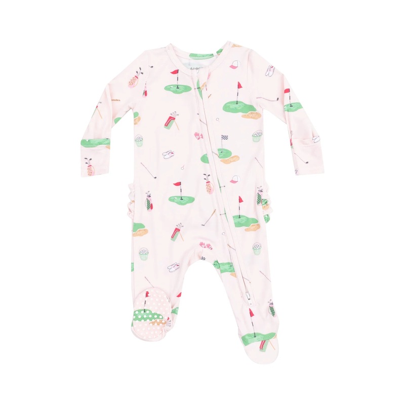 Angel Dear | 2-Way Zipper Ruffle Romper NB Pink Golf Things