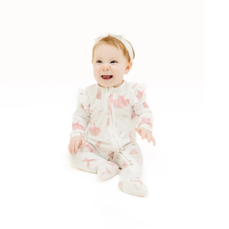 Angel Dear | 2-Way Zipper Ruffle Sleeve Footie NB Ballet Things