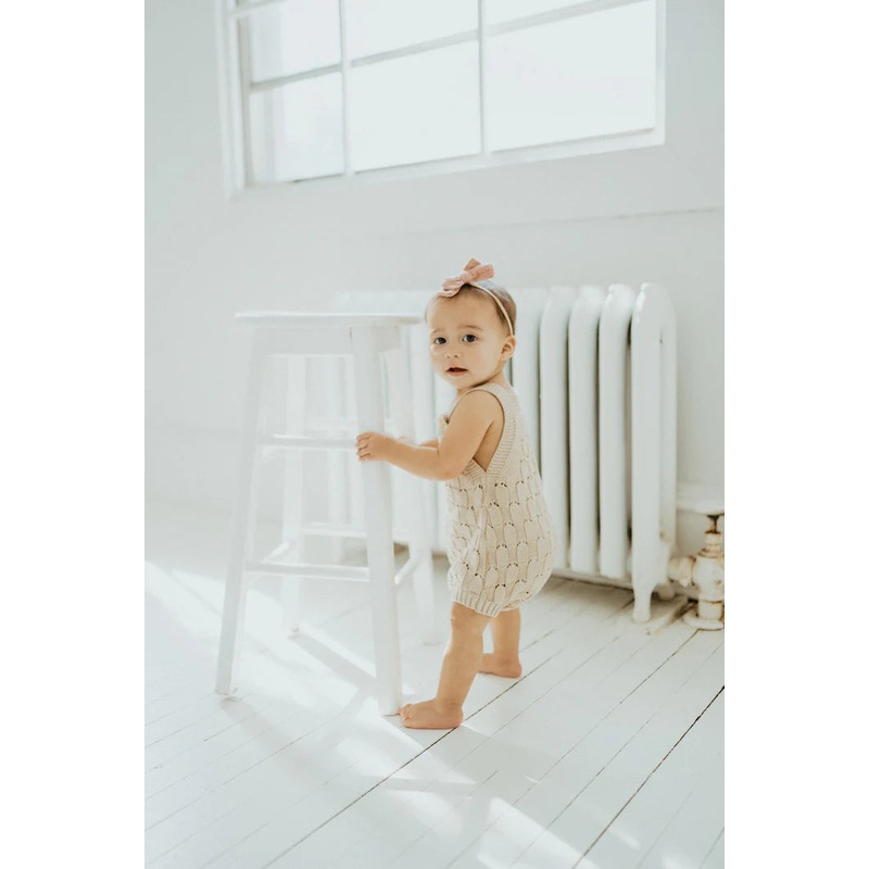 ba.be.O | Knit Crochet Romper 3-6m Seashell Pink