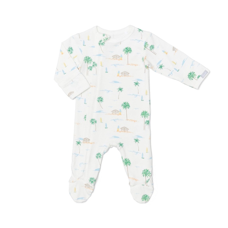 Coccoli | Cotton Modal Zipper Footie Newborn Palm Trees