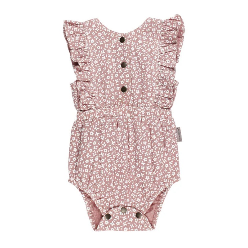 L’oved Baby | Organic Muslin Ruffle Bodysuit 6-9m Taffy Floral
