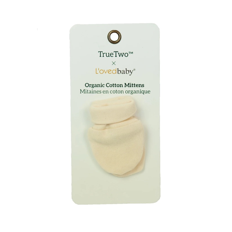 True Two x L’oved Baby | Organic Scratch Mittens Beige